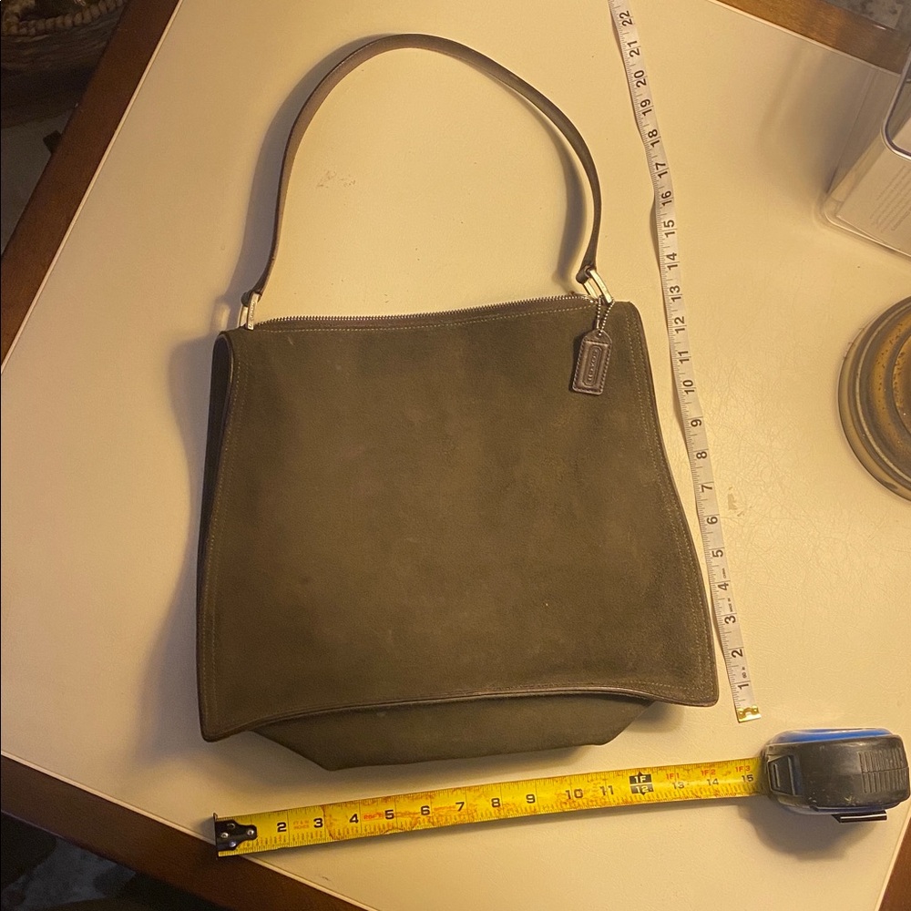 Vintage Coach Olive Green Suede Nubuck Leather H92-6146 Purse Handbag